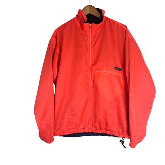 Patagonia Jackets & Blazers - VTG Patagonia Reversible Windbreaker Womens M Navy Orange Snap T Pullover Hiking